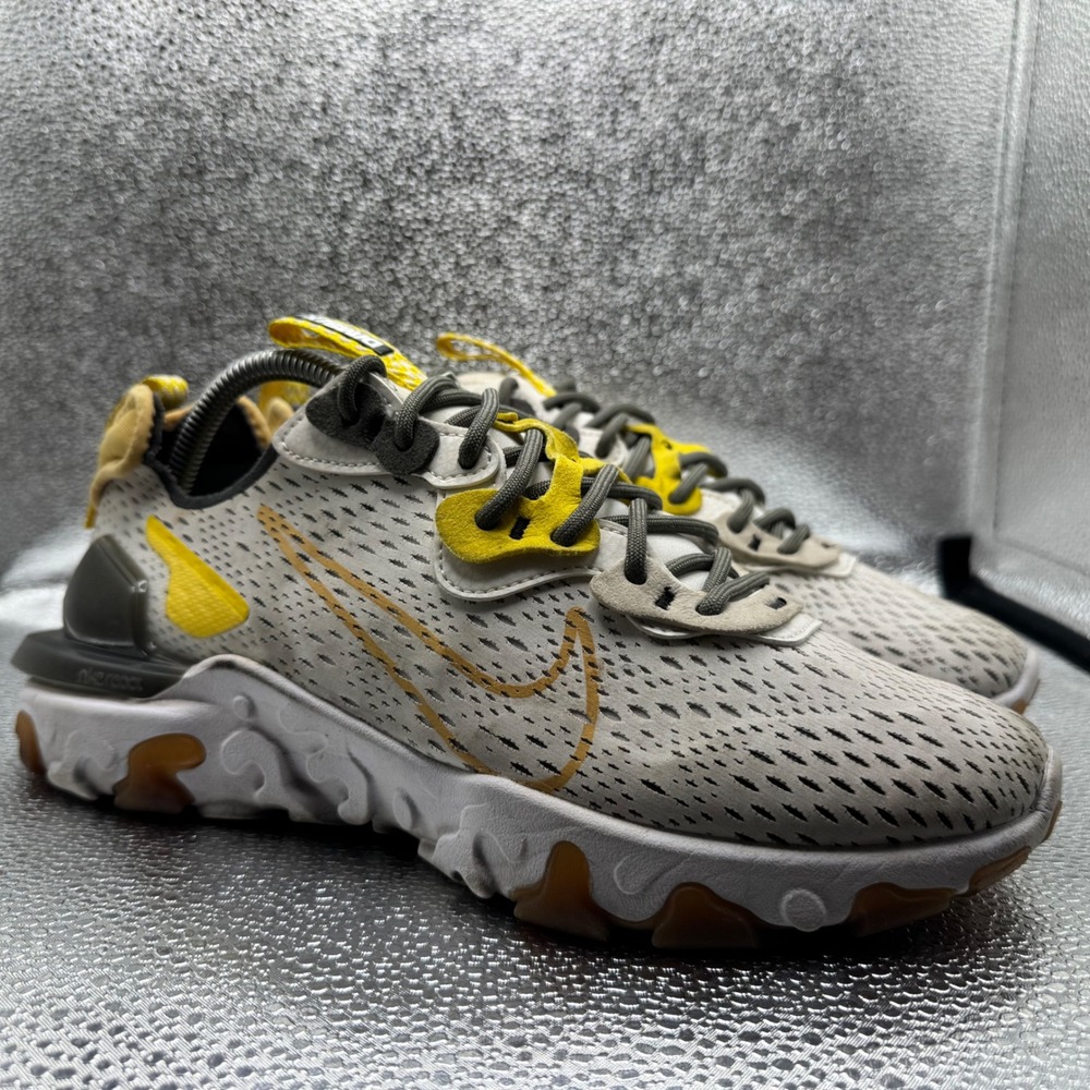 Size 8.5 Nike React Vision D/MS/X Mens White Yellow Good CD4373-100 Sneakers